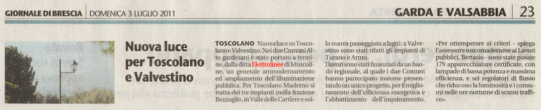Giornale di Brescia 3 Luglio 2011