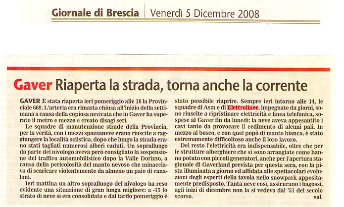 Giornale di Brescia 5 Dicembre 2008